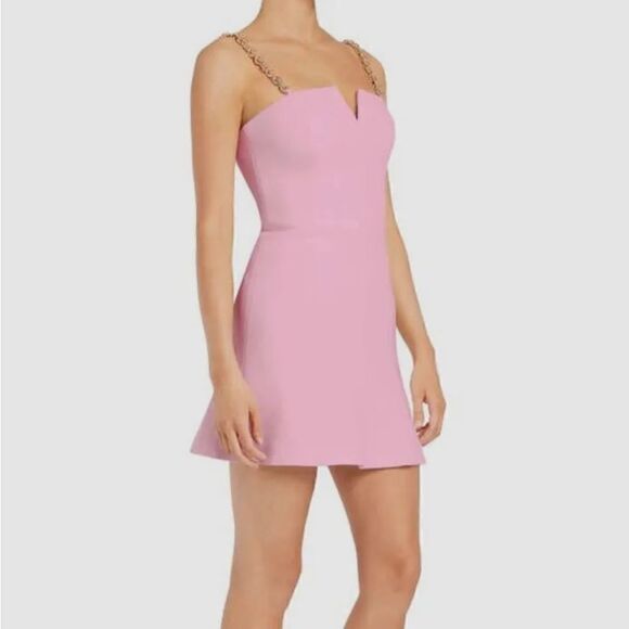NWT Rebecca Vallance Pierson Chain-Strap Mini Dress Sleeveless Pink Size 4 $580 - Picture 4 of 8
